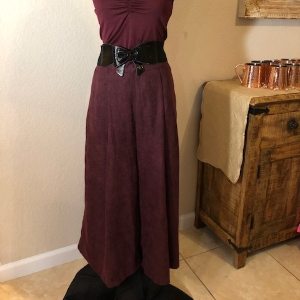 Le Lis Maroon Suede Palazzo Pants